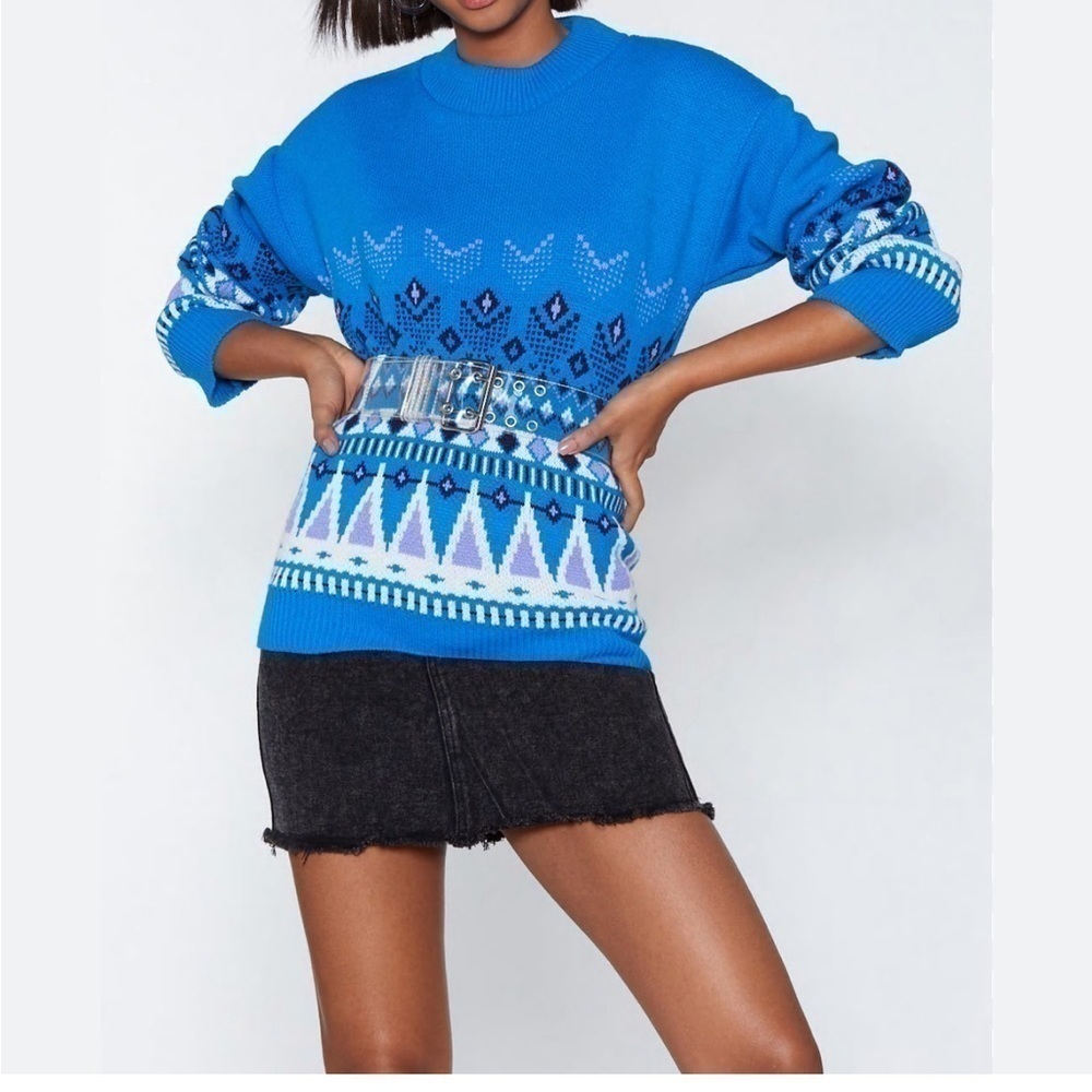 NEW Nasty Gal Let Knit Snow Fairisle Sweater